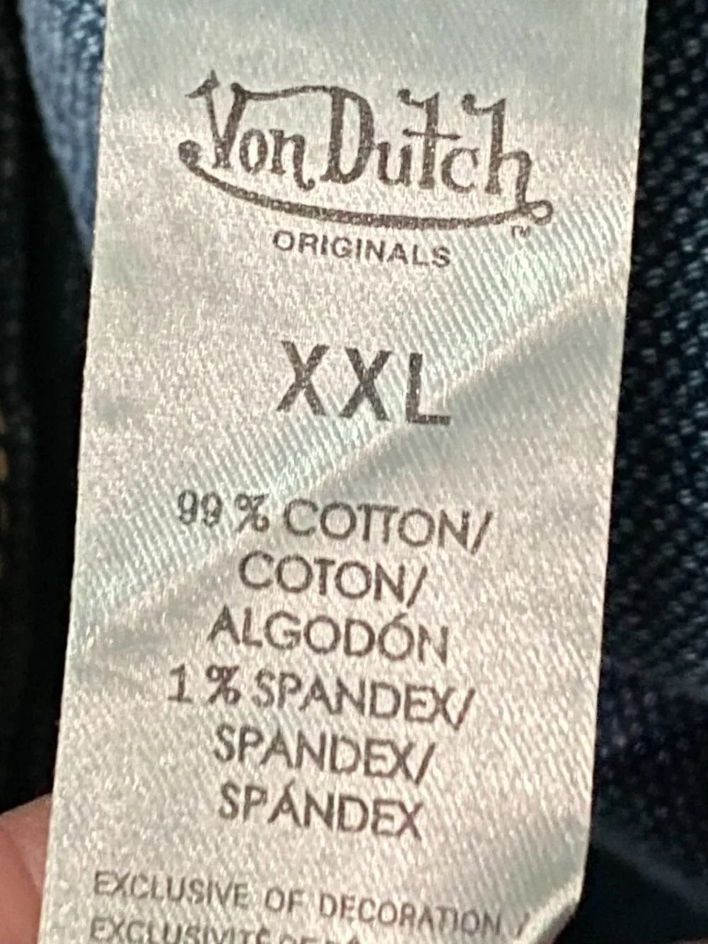 New Von Dutch Dark Wash Embroidered Patches Denim Cotton Barn Chore Jacket 2XL